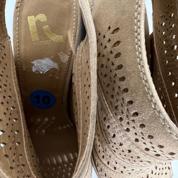 REPORT LASER CUT TAN SUEDE LEATHER PEEP TOE BOOTIES size 10 - Picture 7 of 7